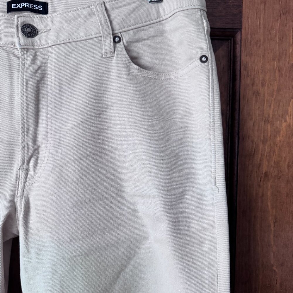 Express #5 Off White 5-Pocket Jeans 34 x 30 Slim - Picture 5 of 15